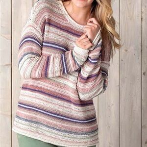 Tribal Multicolor Striped Crew Neck Sweater